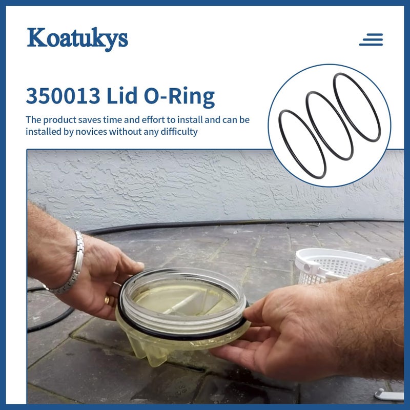 Koatukys 350013 350013Z Lid O-Ring Replacement for Pentair WhisperFlo IntelliFlo Challenger and Pinnacle Pump Trap Lid, Replaces for 0-318 (3/Pack) - Image 3